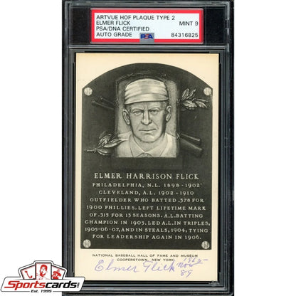 Rare Elmer Flick 1902 Cleveland Indians Artvue HOF Plaque Type 2 PSA Pop 1