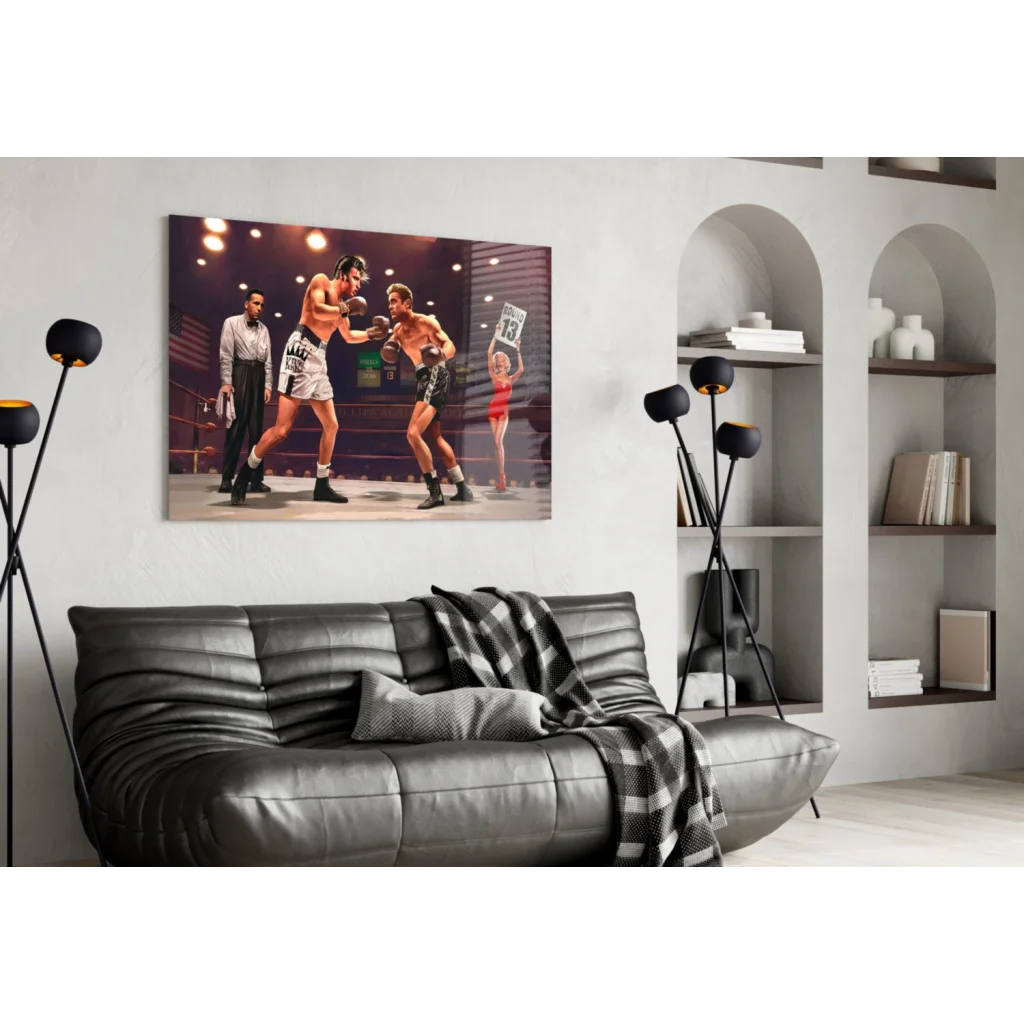 Epic Boxing Match Glass Wall Art Canvas Print | Contemporary Home Wall Art | vintageantiquesgifts.com