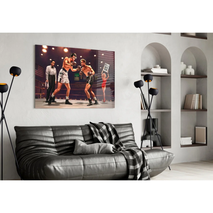 Epic Boxing Match Glass Wall Art Canvas Print | Contemporary Home Wall Art | vintageantiquesgifts.com
