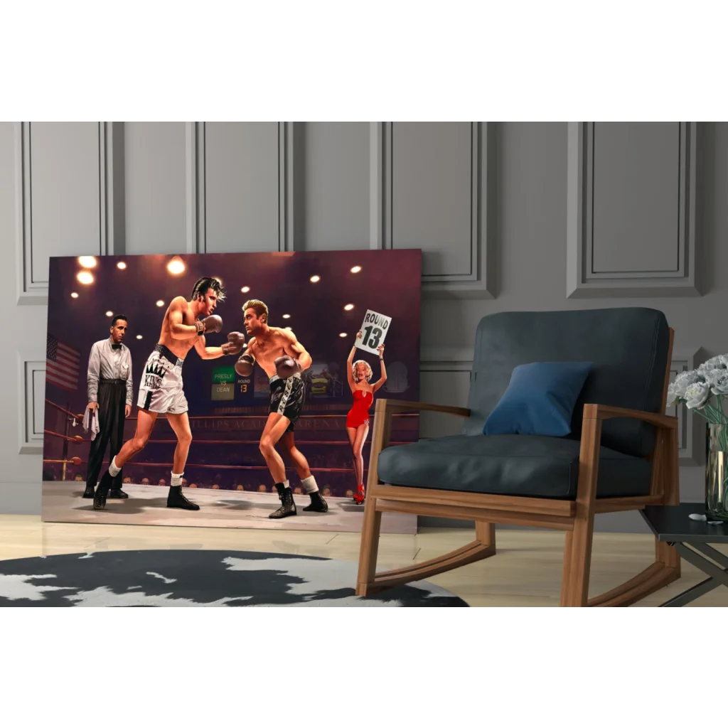 Epic boxing match glass wall art canvas print of round 13 action
