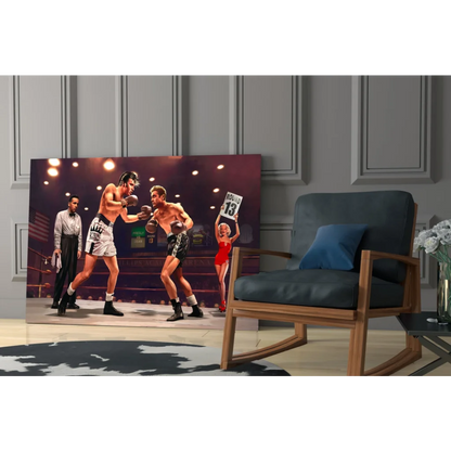 Epic boxing match glass wall art canvas print of round 13 action