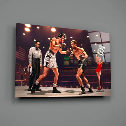 Epic Boxing Match Glass Wall Art Canvas Print | Glass Wall Art Print | vintageantiquesgifts.com