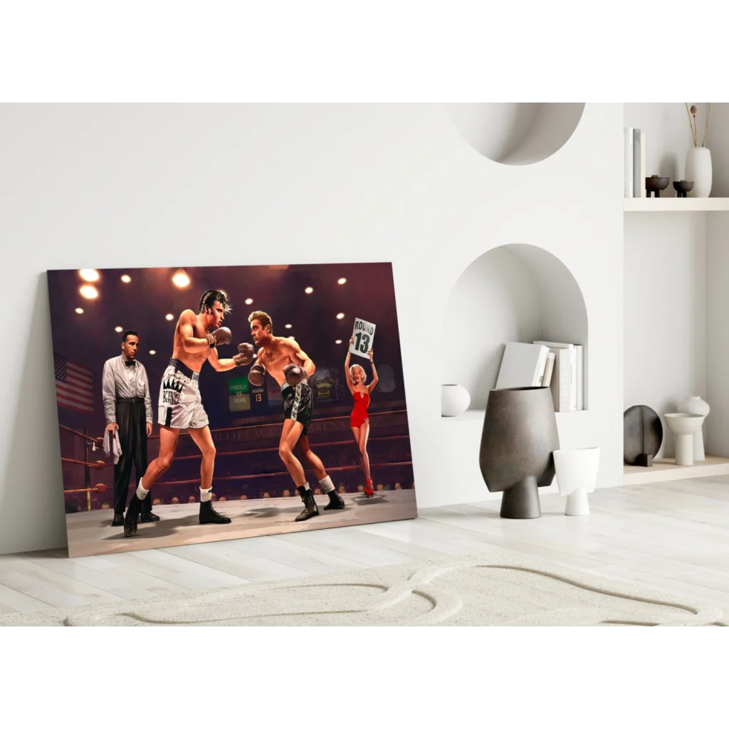 Epic Boxing Match Glass Wall Art Canvas Print | Modern Wall Art Decor | vintageantiquesgifts.com