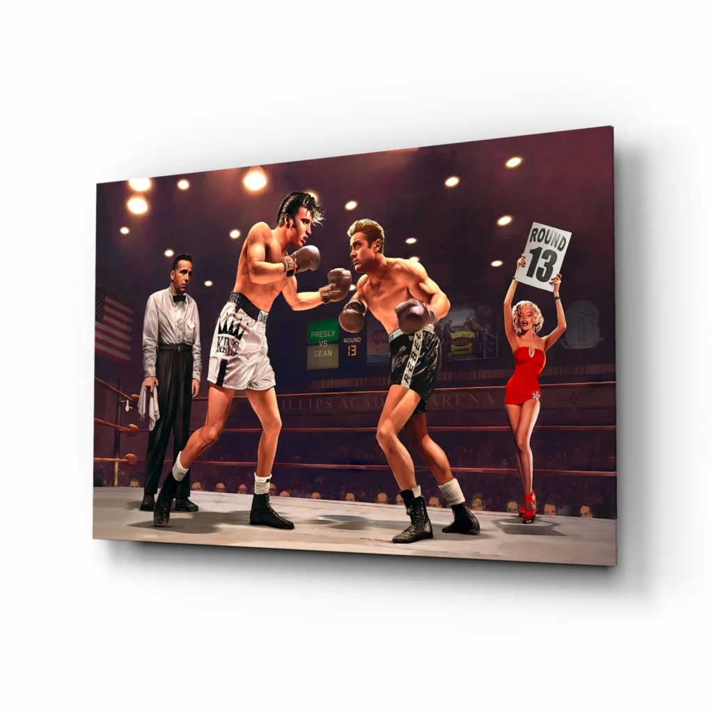 Epic Boxing Match Glass Wall Art Canvas Print | Insigneart USA | vintageantiquesgifts.com