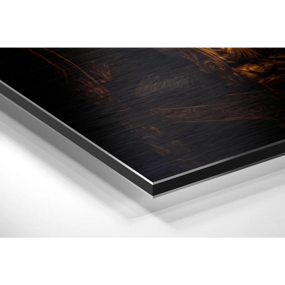 Stunning brushed aluminium dibond wall art with golden-brown swirls
