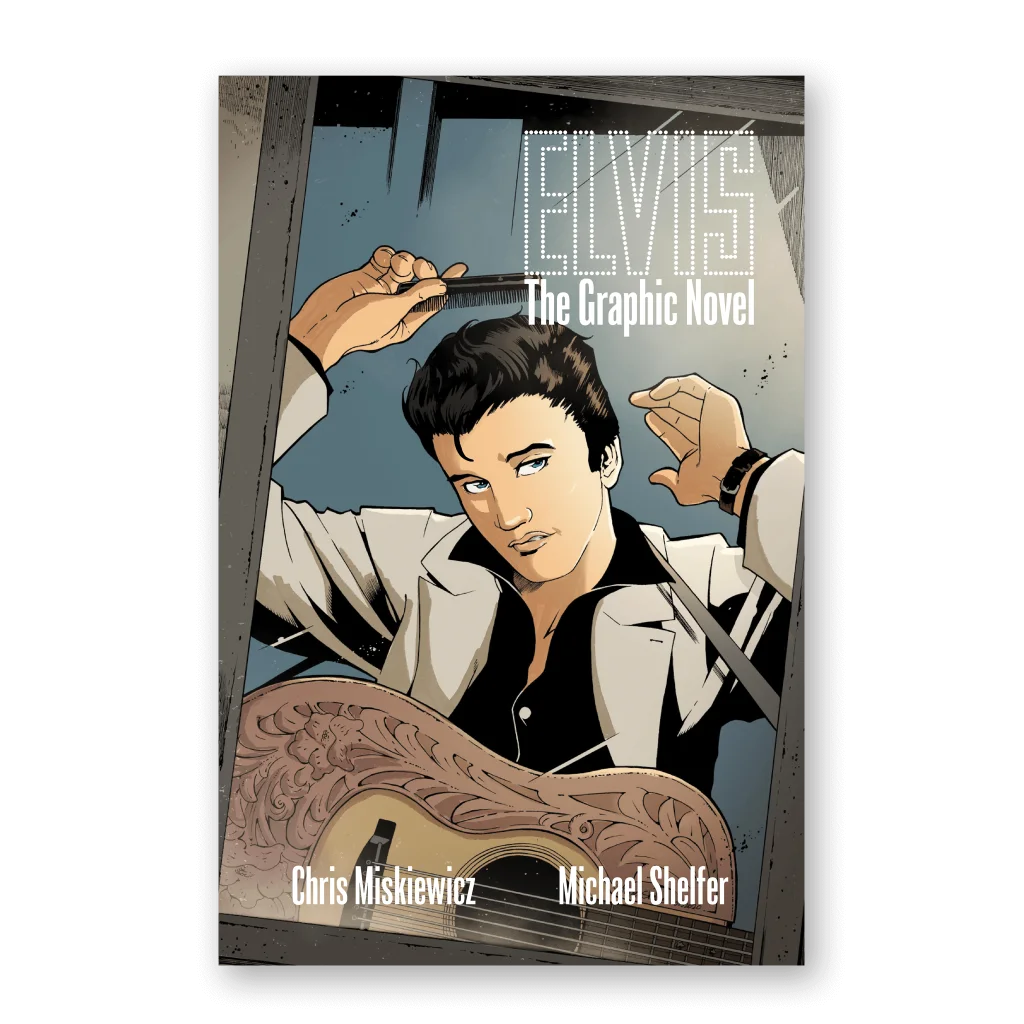 Graphic novel style Elvis Presley picture disc featuring Blue Suede Shoes design