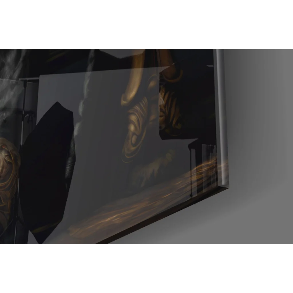 Sleek black-framed Elvis Presley throne glass wall art portrait