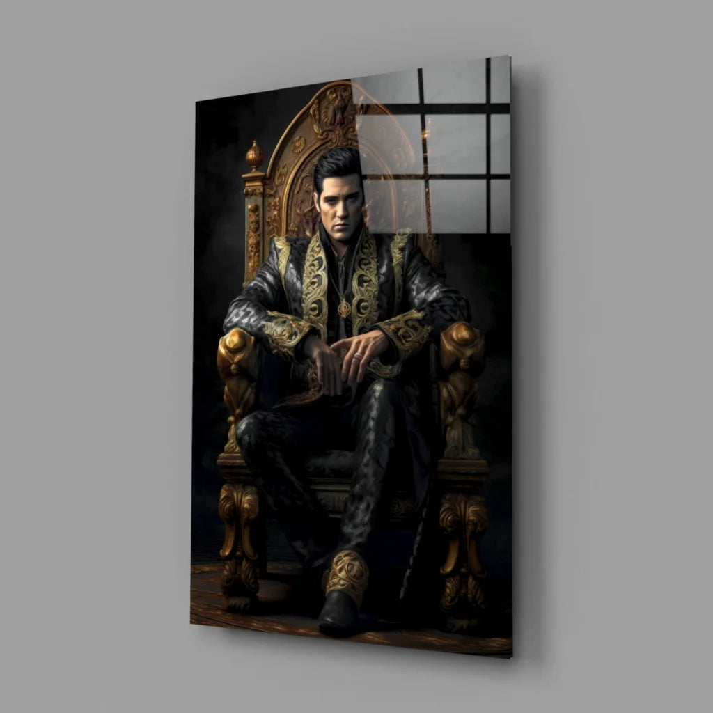 Elvis Presley Throne Glass Wall Art Portrait | Glass Wall Art Print | vintageantiquesgifts.com