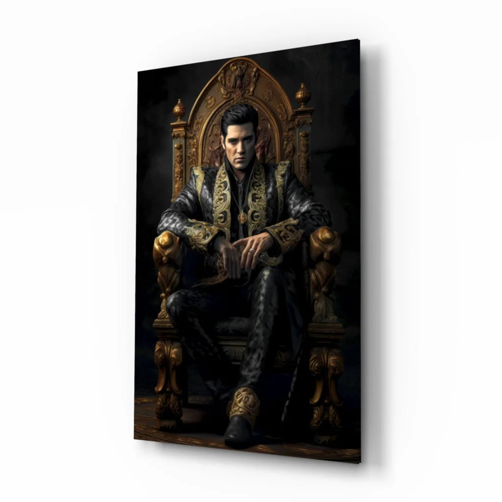 Elvis Presley Throne Glass Wall Art Portrait | Insigneart USA | vintageantiquesgifts.com