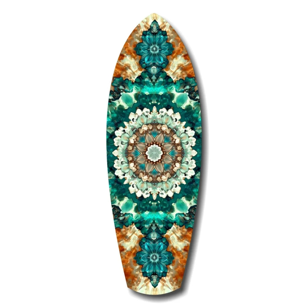 Surfboard Mandala Tempered Glass Art for Your Wall | Insigneart USA | vintageantiquesgifts.com