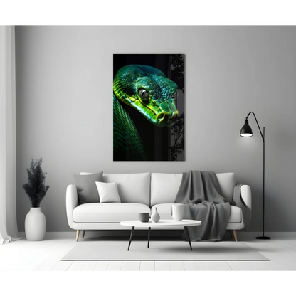 Stunning Green Python Glass Wall Art for Modern Spaces | Modern Wall Art Decor | vintageantiquesgifts.com