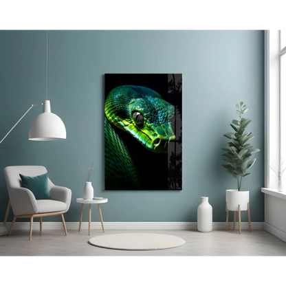 Stunning Green Python Glass Wall Art for Modern Spaces | Contemporary Home Wall Art | vintageantiquesgifts.com