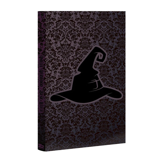 Dark purple Emily Hampshire graphic novel with black witch hat cover art