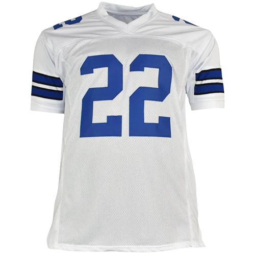 Emmitt Smith autographed Dallas Cowboys white jersey with blue number 22