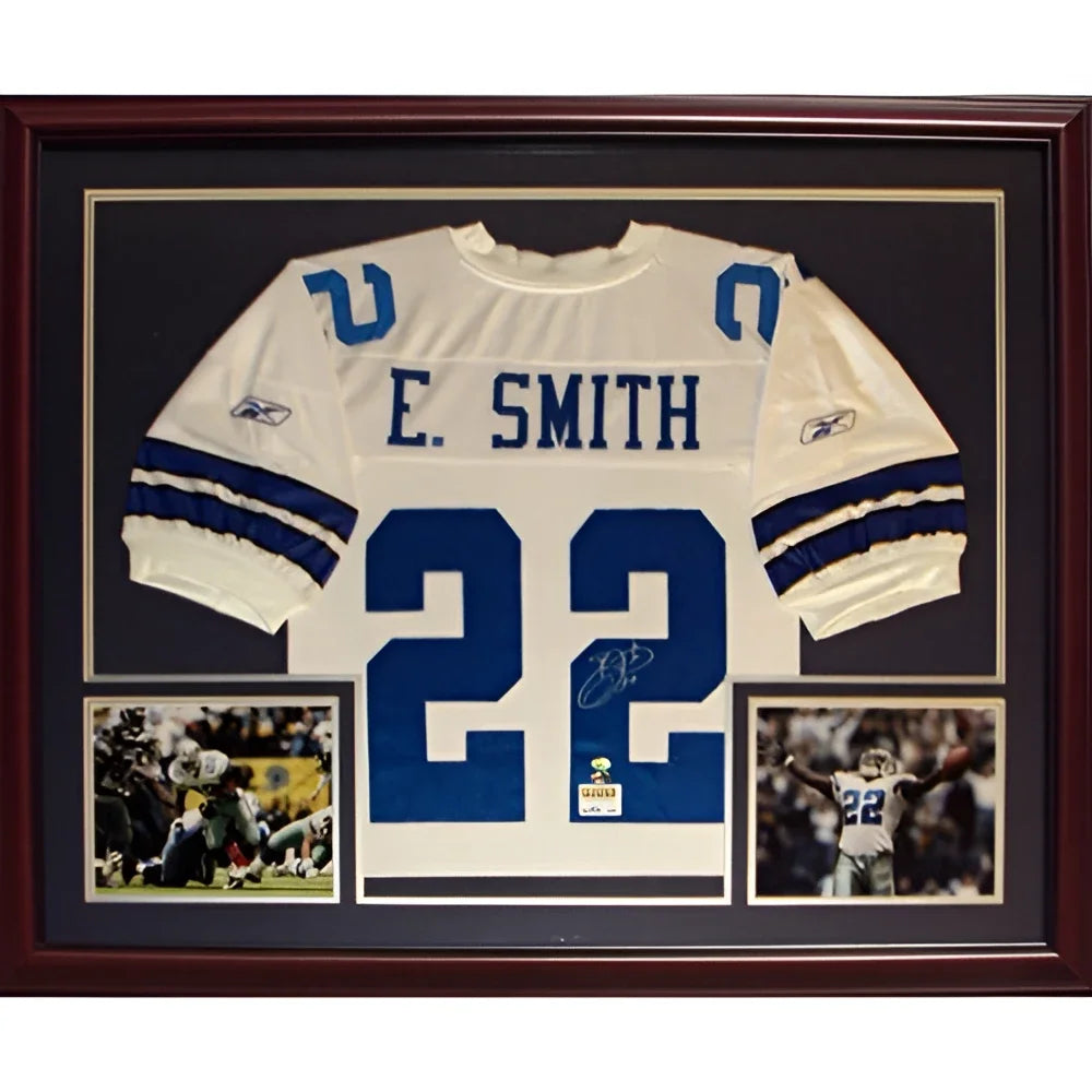 Emmitt Smith autographed Dallas Cowboys deluxe framed jersey