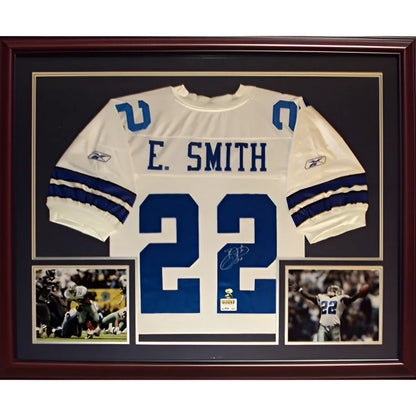 Emmitt Smith autographed Dallas Cowboys deluxe framed jersey