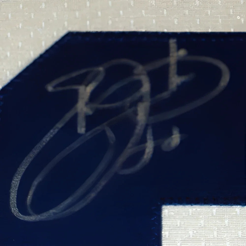Emmitt Smith autographed Dallas Cowboys deluxe framed jersey with silver ink signature on navy blue fabric