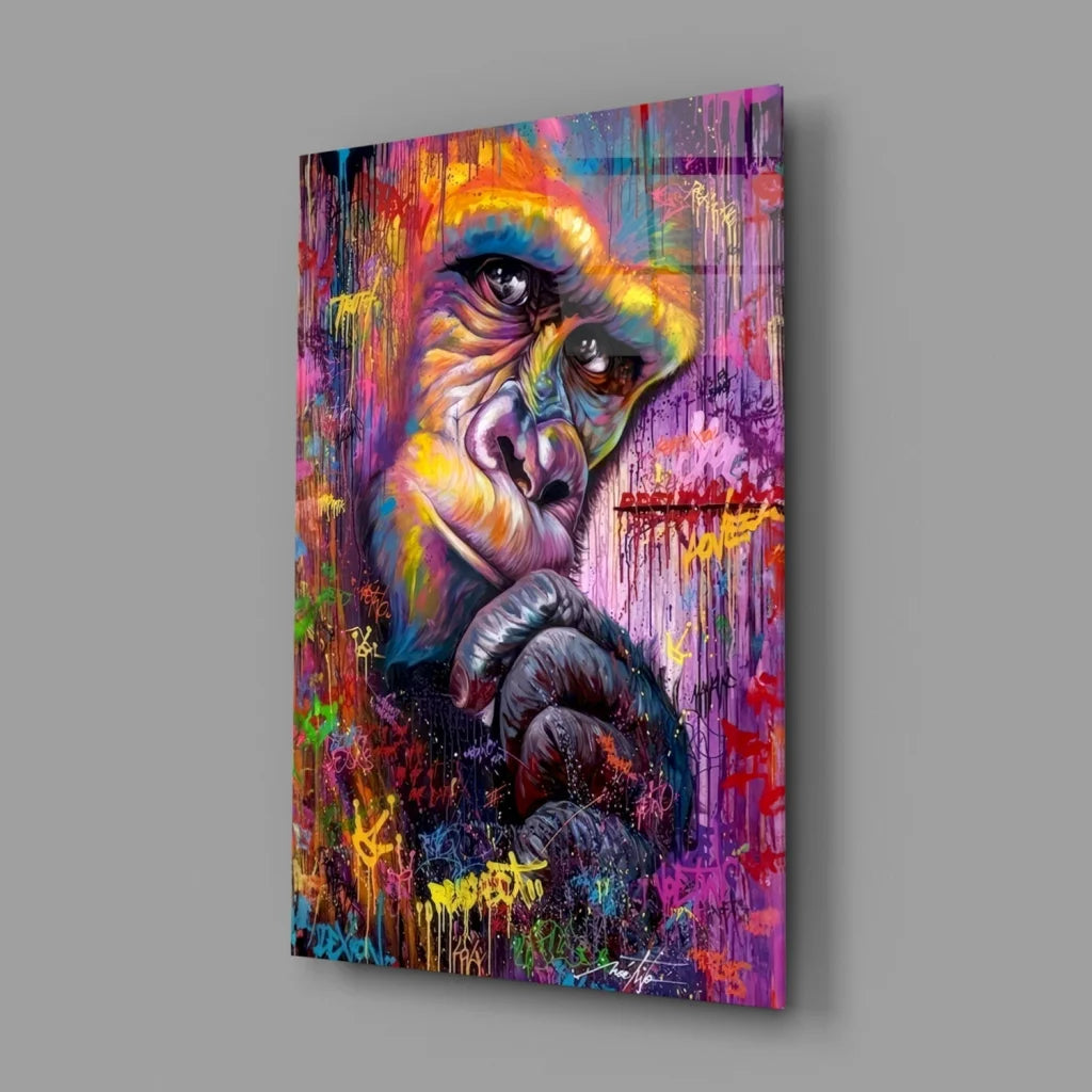 Gorilla Graffiti Splash Canvas Wall Art | Glass Wall Art Print | vintageantiquesgifts.com