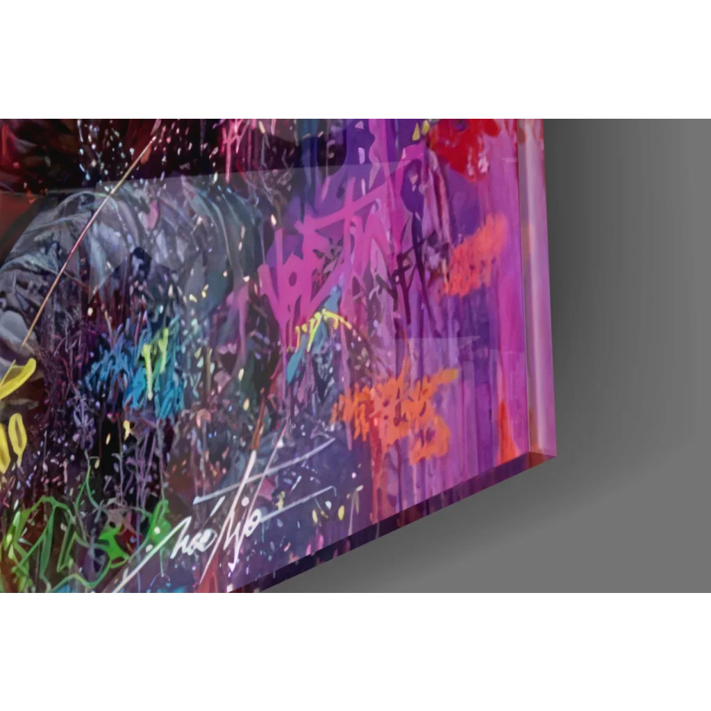 Vibrant Gorilla Graffiti Splash canvas wall art with bold spray paint strokes