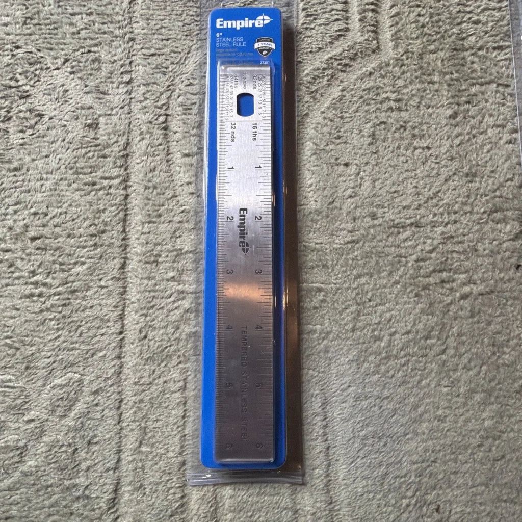 Empire 6-inch tempered stainless steel ruler with clear markings