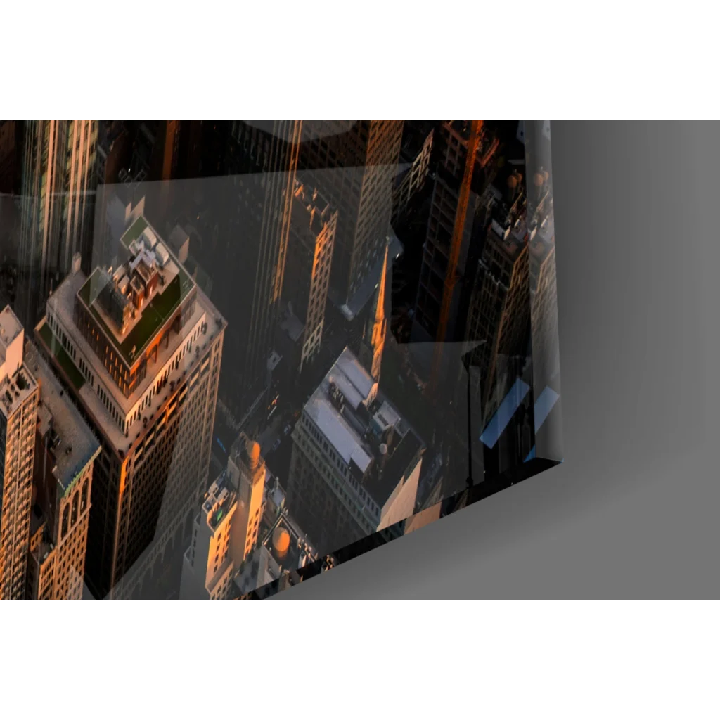 Empire State Building golden hour glass wall art print