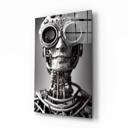 Steampunk Robot Skull Glass Wall Art with Mechanical Gears | Insigneart USA | vintageantiquesgifts.com