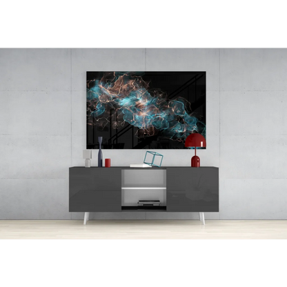 Cosmic Teal and Copper Swirl canvas wall art with blue orange patterns