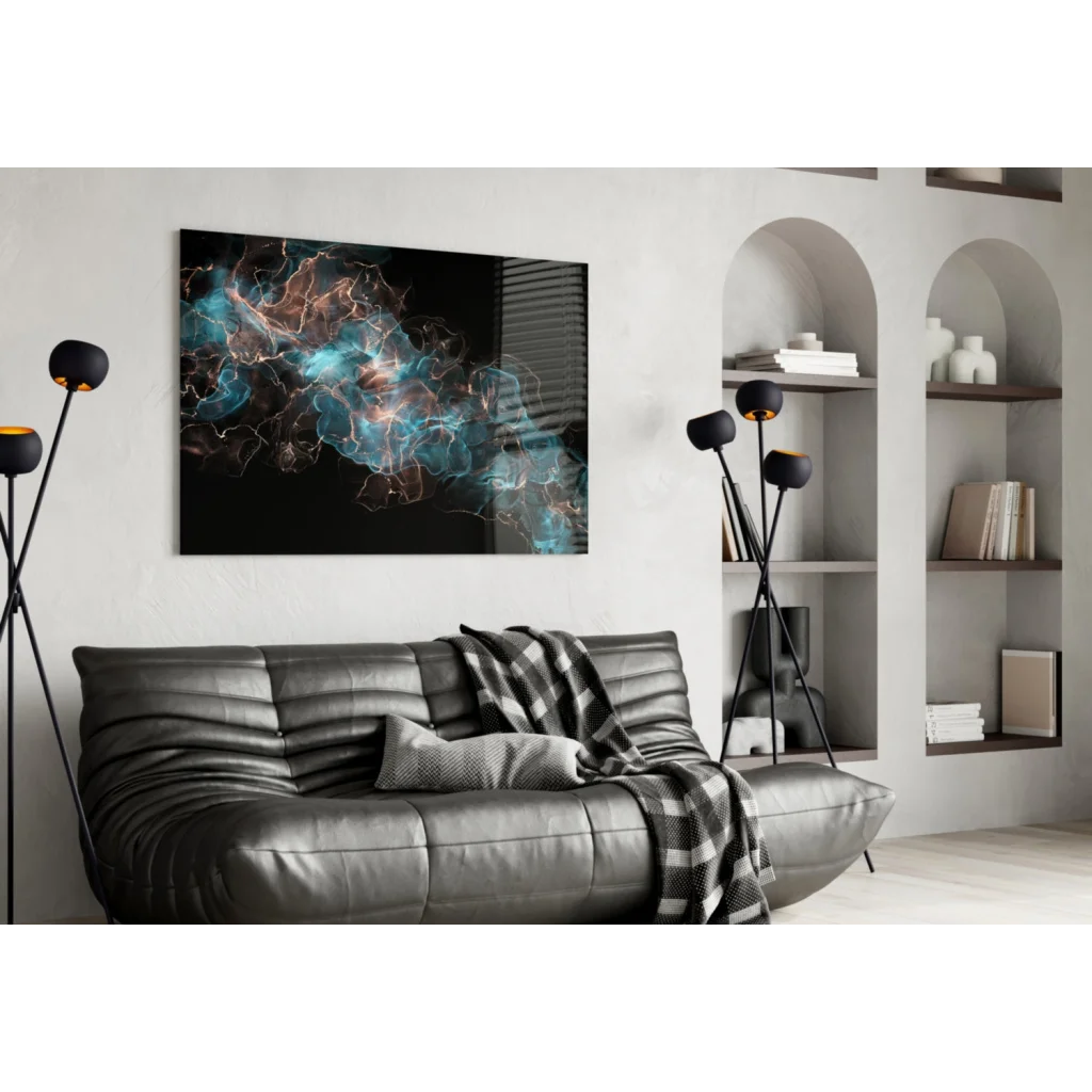 Cosmic Teal and Copper Swirl Canvas Wall Art | Contemporary Home Wall Art | vintageantiquesgifts.com