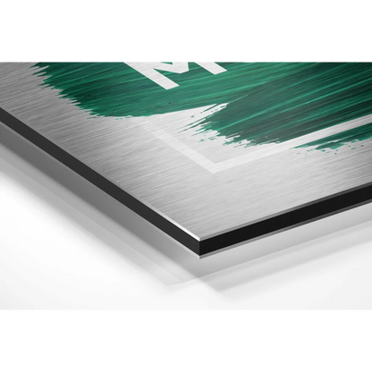 Stunning brushed aluminium dibond green abstract wall art print