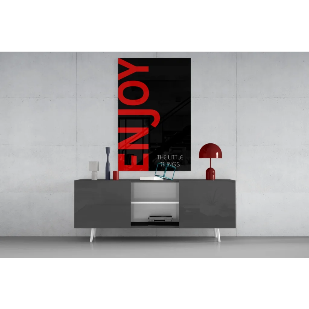 Bold red Enjoy the Little Things typography wall art canvas print