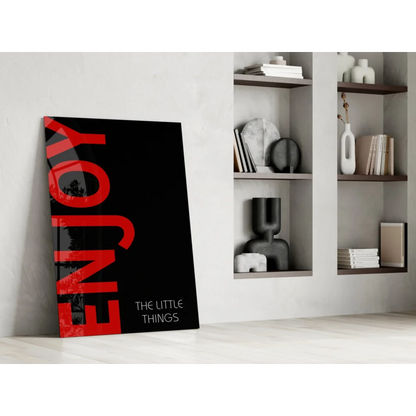 Enjoy the Little Things red typography canvas wall art print