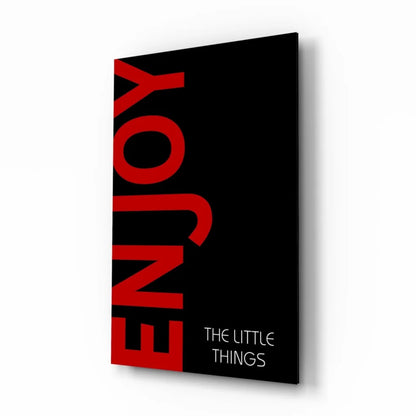Black red enjoy the little things typography wall art canvas print