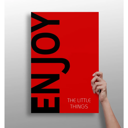 Bold red Enjoy The Little Things motivational wall art print poster