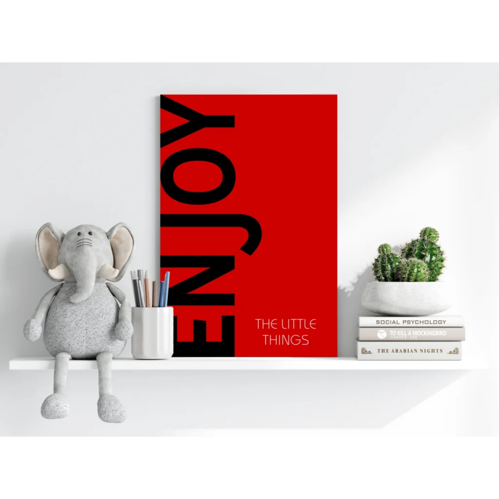 Red canvas Enjoy The Little Things motivational wall art print