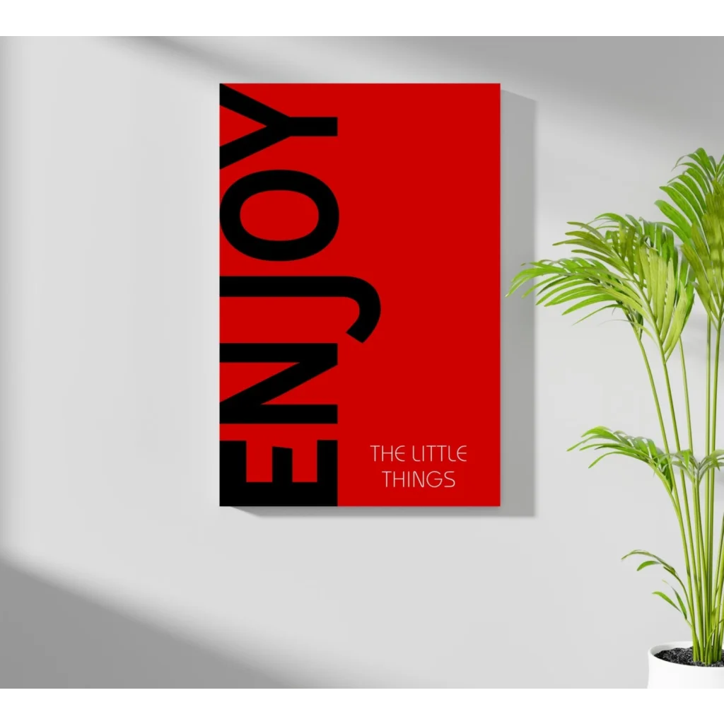 Red Enjoy The Little Things motivational wall art print