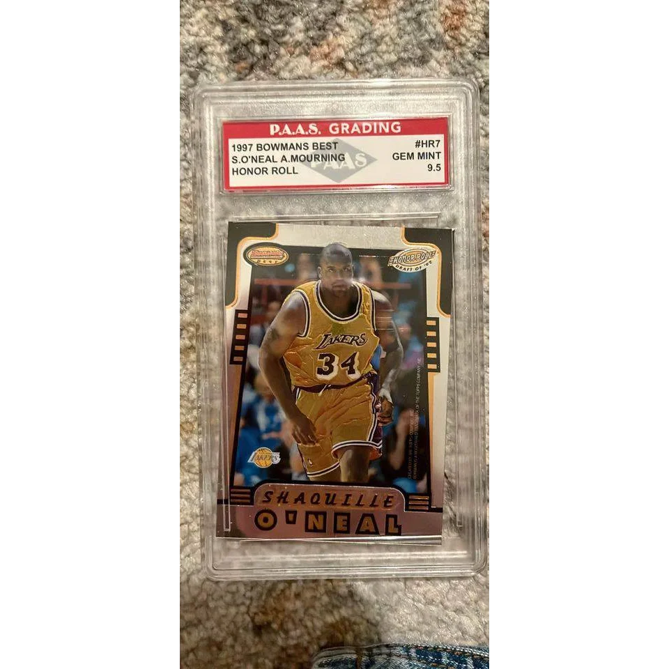 Graded 1997 Bowman’s Best Shaquille O’Neal basketball card in Epic Alonzo Mourning collection
