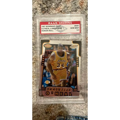 Graded 1997 Bowman’s Best Shaquille O’Neal basketball card in Epic Alonzo Mourning collection