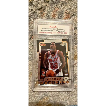 Graded Alonzo Mourning basketball card from Epic Alonzo Mourning Card and Shaq collectibles