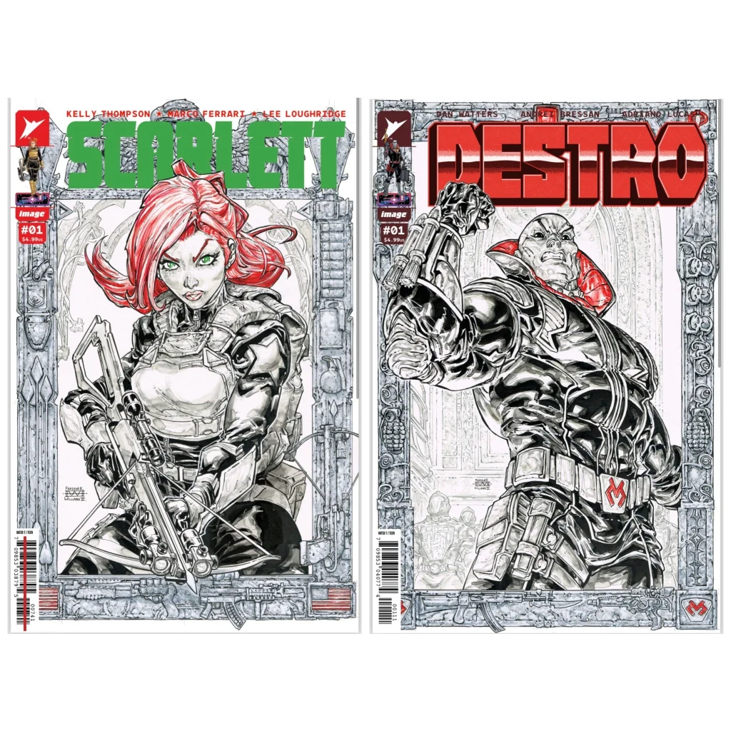 Epic Black Saver Comics Duo by Freddie Williams featuring a red-haired woman and a masked man