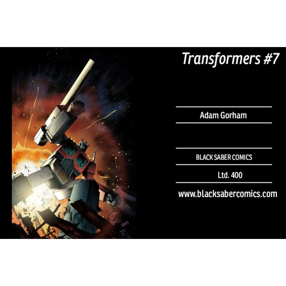 Transformers #7 variant cover by Adam Gorham limited to 400 copies from Black Saber Comics