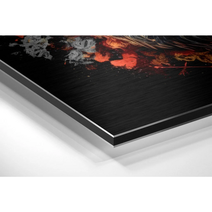 Epic Dragon Kratos brushed aluminium dibond wall art with black orange abstract print