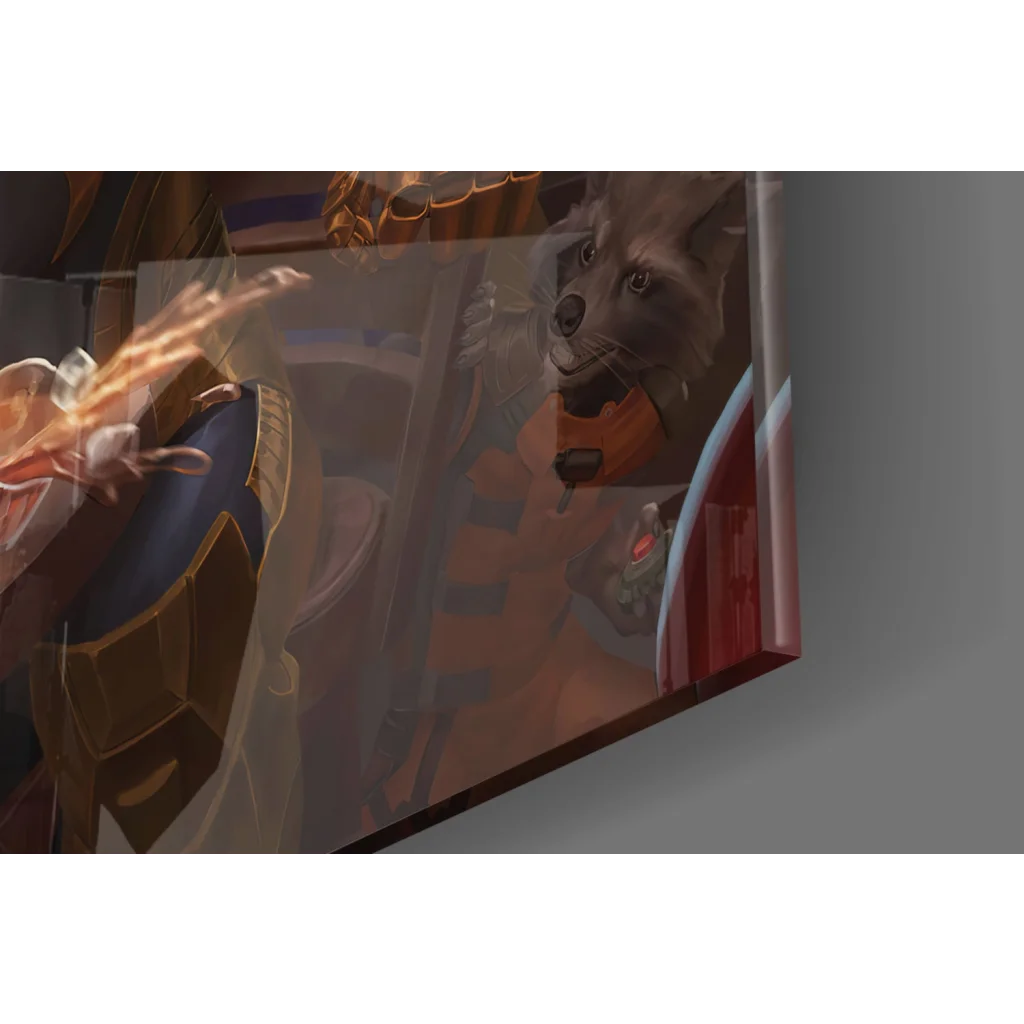 Infinity Gauntlet Epic Fantasy Glass Wall Art with vibrant gaming display