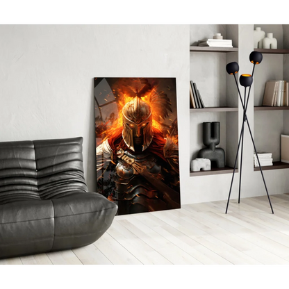 Fiery knight in armor 24x36 inch fantasy wall art print