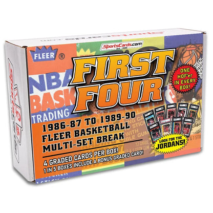 Cardboard box of graded Fleer NBA basketball cards from 1986-90 for the Epic Fleer Graded Card Collection Box