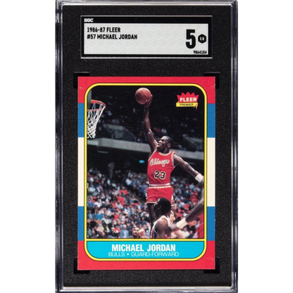 A graded 1986-87 Fleer Michael Jordan basketball card in the Epic Fleer Graded Card Collection Box