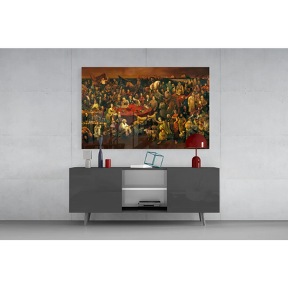 Vibrant Epic Historical Scene glass wall art canvas print above console
