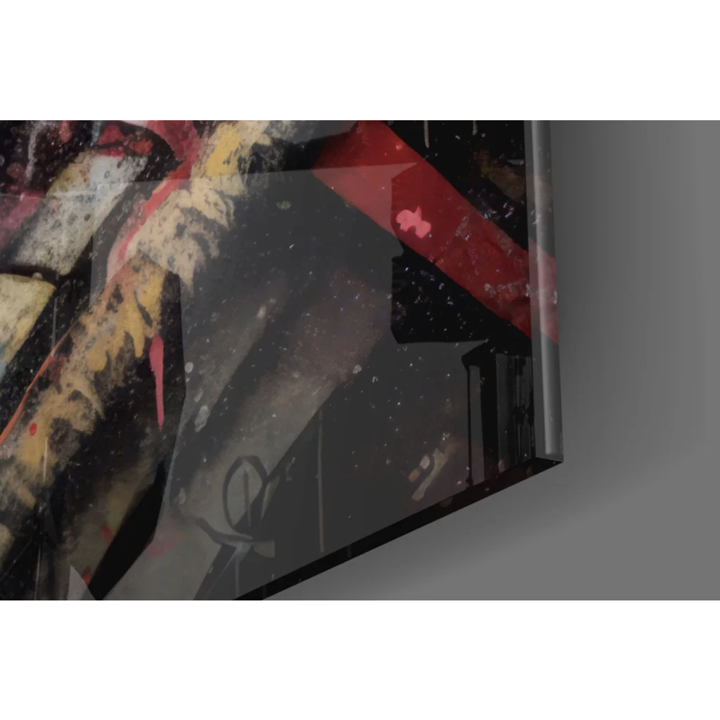 Epic Kratos red black abstract glass wall art canvas print