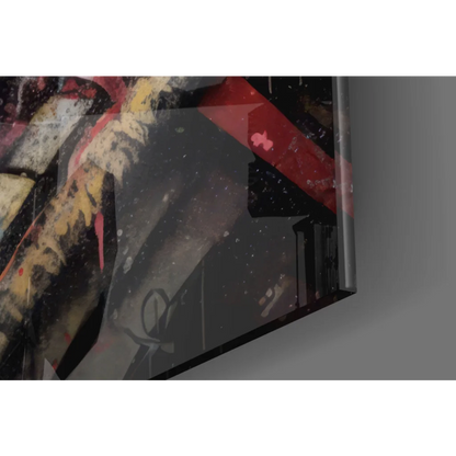 Epic Kratos red black abstract glass wall art canvas print