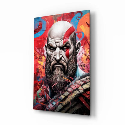 Epic Kratos glass wall art canvas print for gamers
