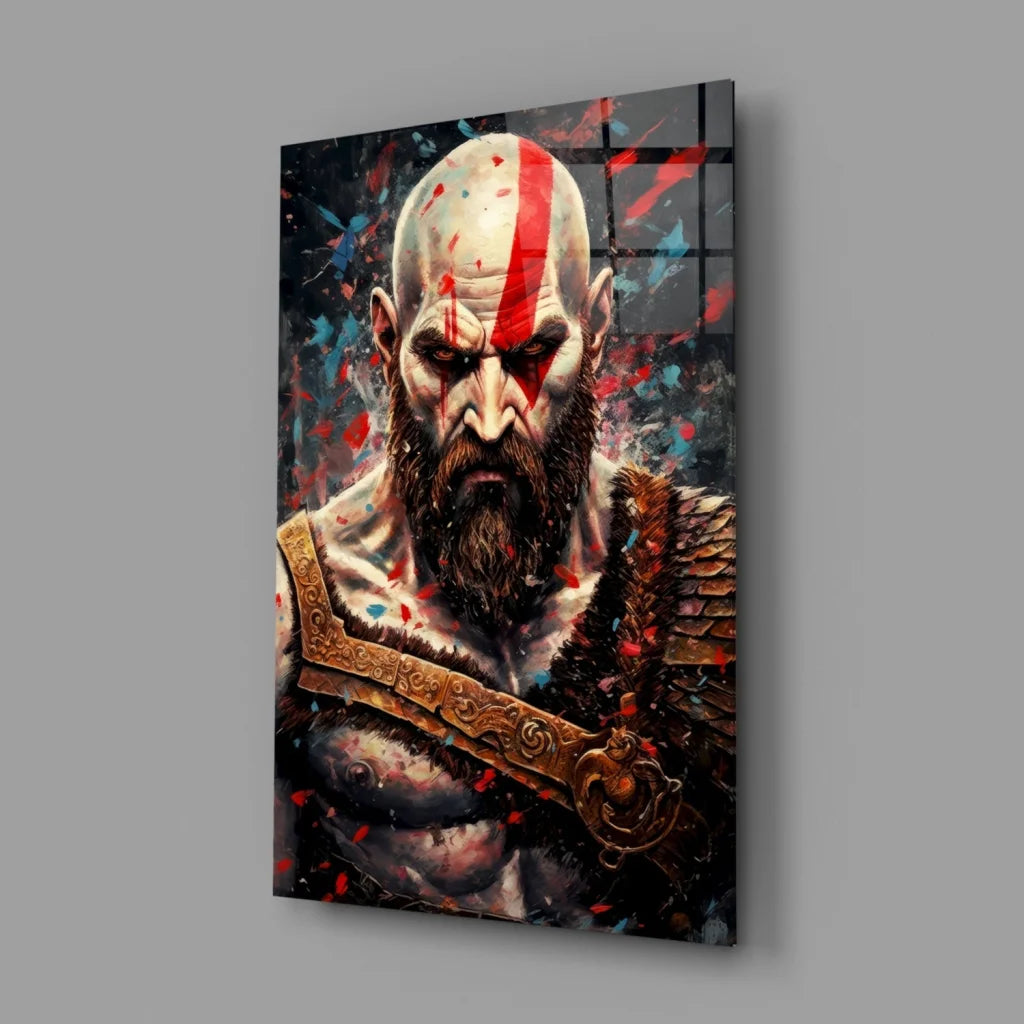 Epic Kratos wall art canvas print with red and black details